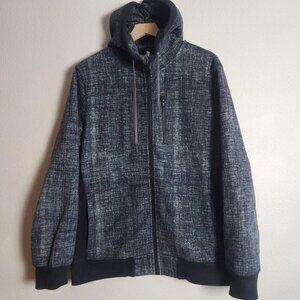 Lululemon Hoodie Mens Large Black Gray Full Zip Fleece Lined Chest Pocket Warm